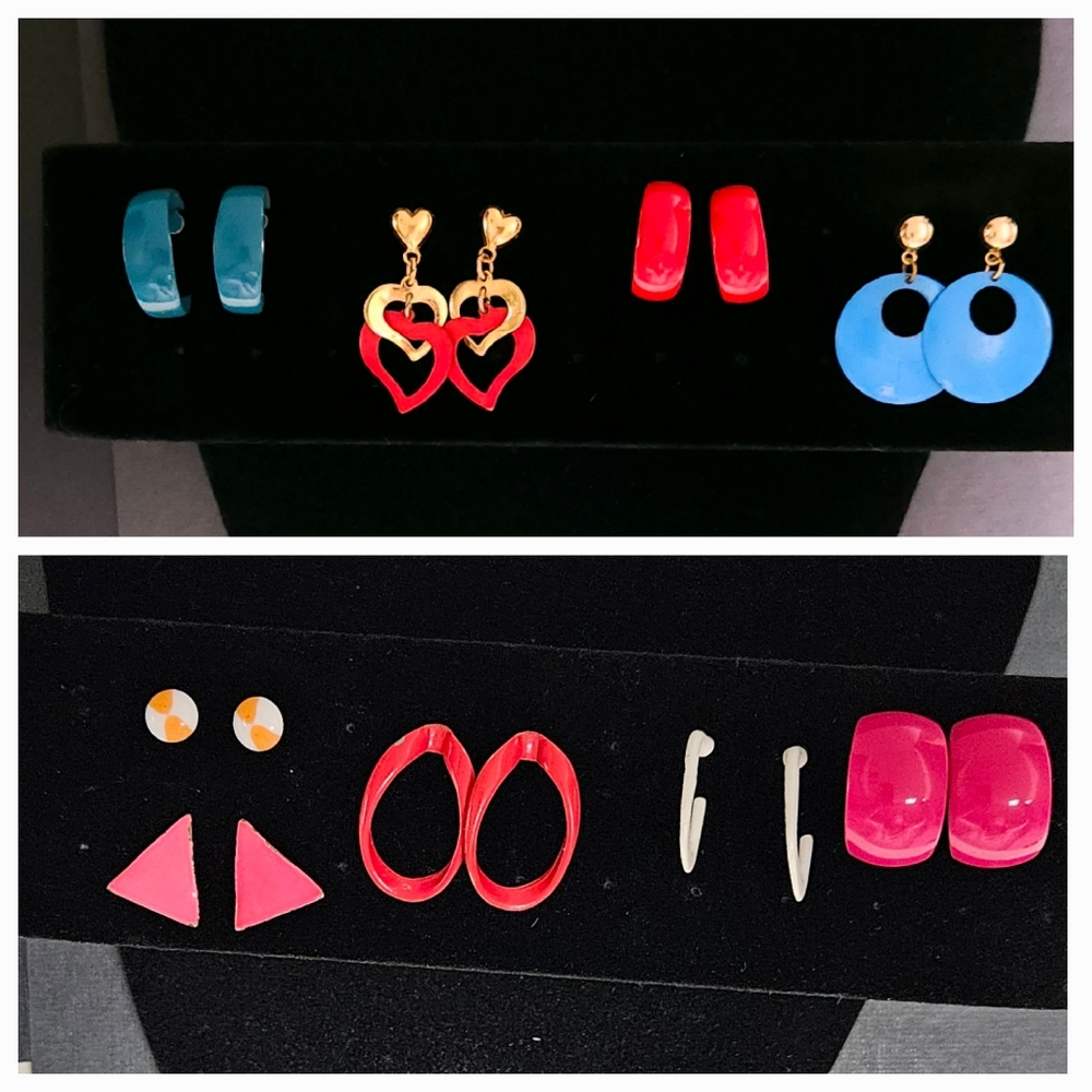 Vintage 80s/90s Costume Earrings LOT of 9 pairs